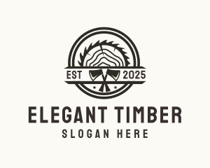 Wood Log Axe Saw logo