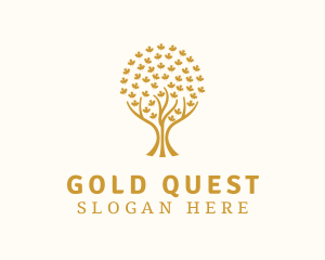 Gold Maple Leaf Tree logo design