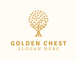 Gold Maple Leaf Tree logo design