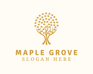 Gold Maple Leaf Tree logo design