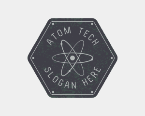 Hexagon Atomic Badge logo design