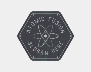 Hexagon Atomic Badge logo design