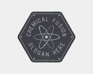 Hexagon Atomic Badge logo design