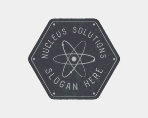 Hexagon Atomic Badge logo design