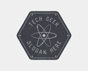 Hexagon Atomic Badge logo design