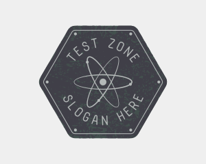 Hexagon Atomic Badge logo design