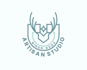 Deer Shield Crest logo design