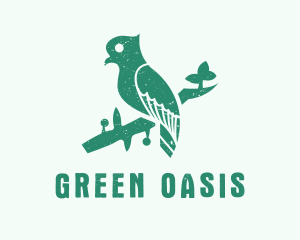 Green Perched Bird logo design