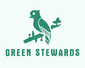 Green Perched Bird logo design