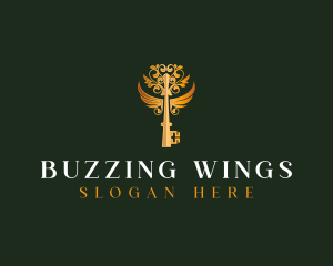 Elegant Key Wings logo design