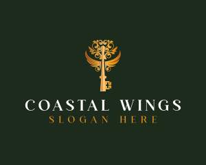 Elegant Key Wings logo design