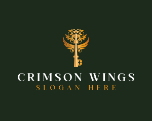 Elegant Key Wings logo design