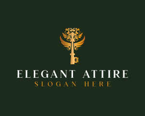 Elegant Key Wings logo design