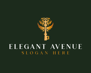 Elegant Key Wings logo design