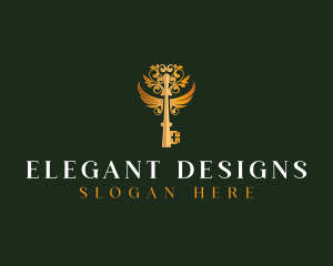 Elegant Key Wings logo design