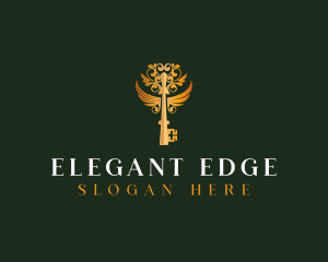 Elegant Key Wings logo design