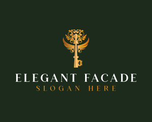 Elegant Key Wings logo design