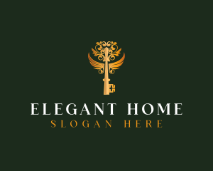 Elegant Key Wings logo design