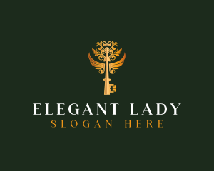 Elegant Key Wings logo design