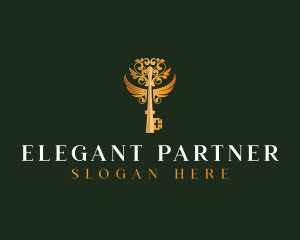 Elegant Key Wings logo design