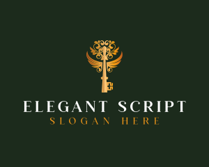 Elegant Key Wings logo design