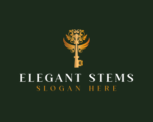 Elegant Key Wings logo design