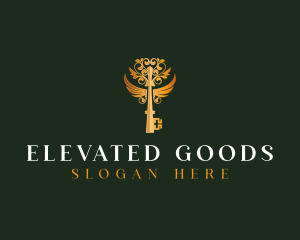 Elegant Key Wings logo design