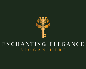 Elegant Key Wings logo design