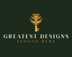 Elegant Key Wings logo design