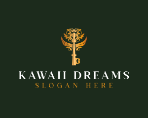 Elegant Key Wings logo design