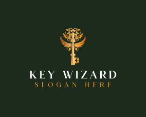 Elegant Key Wings logo design