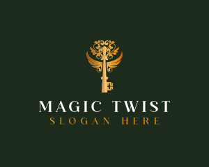 Elegant Key Wings logo design