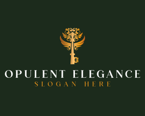 Elegant Key Wings logo design