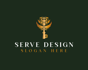 Elegant Key Wings logo design