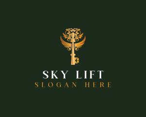 Elegant Key Wings logo design