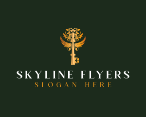 Elegant Key Wings logo design