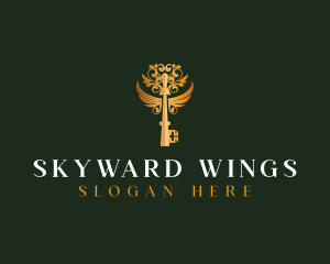 Elegant Key Wings logo design