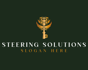 Elegant Key Wings logo design