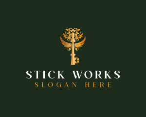 Elegant Key Wings logo design