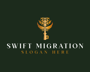 Elegant Key Wings logo design