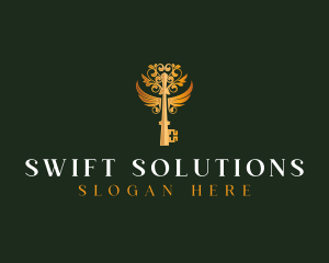 Elegant Key Wings logo design