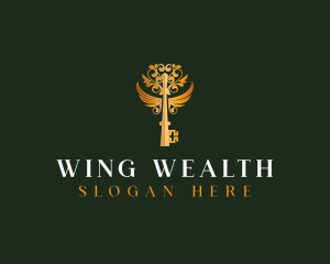 Elegant Key Wings logo design