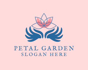 Blue Flower Hand logo design