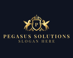 Luxury Shield Pegasus logo design