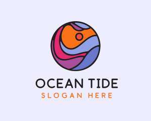 Sunset Ocean Wave logo design