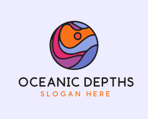 Sunset Ocean Wave logo design