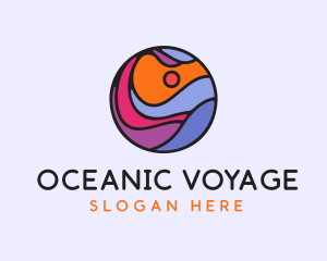 Sunset Ocean Wave logo design