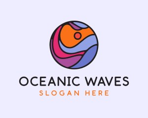 Sunset Ocean Wave logo design