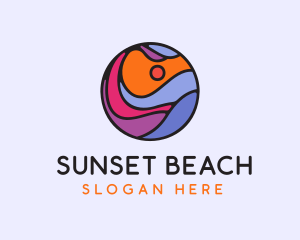 Sunset Ocean Wave logo design