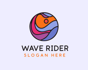 Sunset Ocean Wave logo design